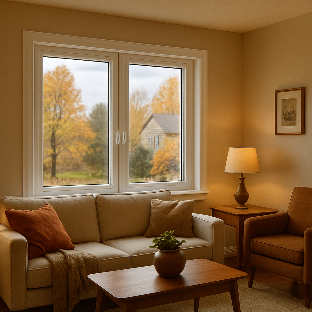 Cozy living room with insulated windows