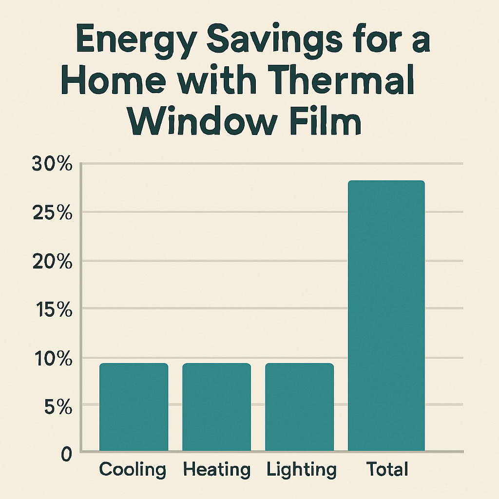 Energy savings chart for a home with thermal window film