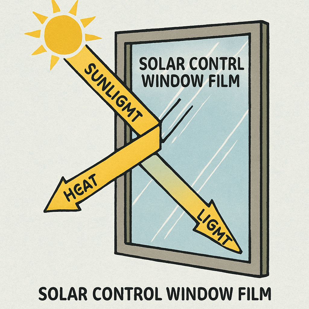 Illustration showing light transmission through solar control window film