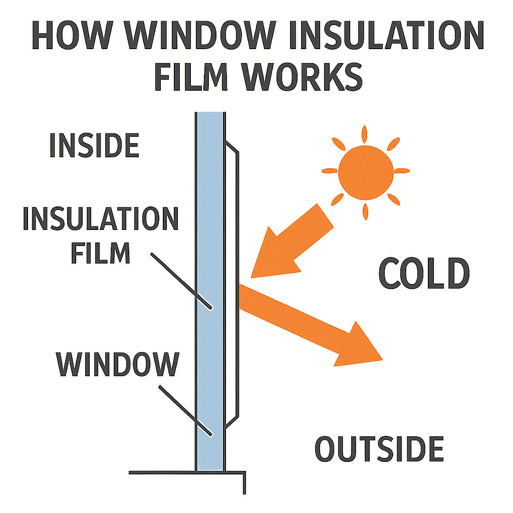 Diagram of how window insulation film works