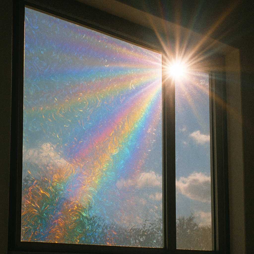 Sun rays reflecting off window film