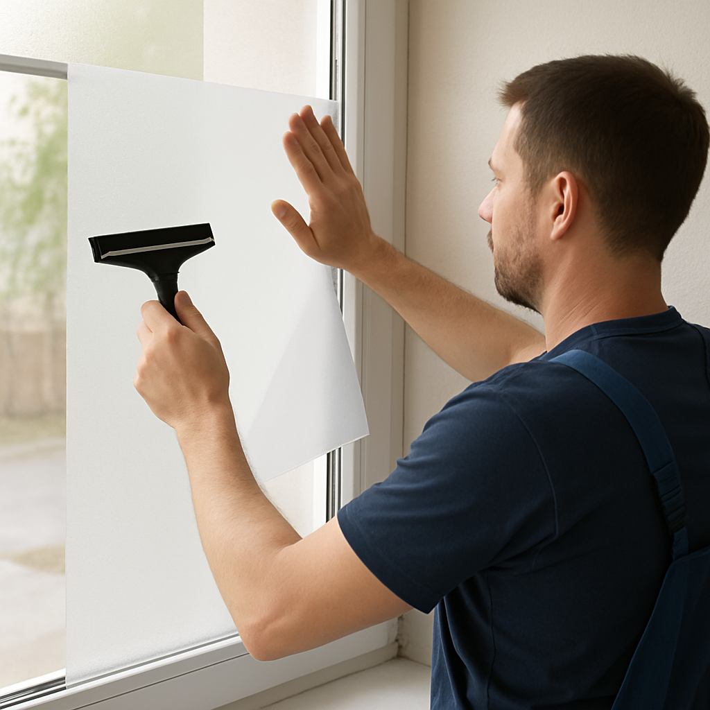 Professional installation of frosted glass window film